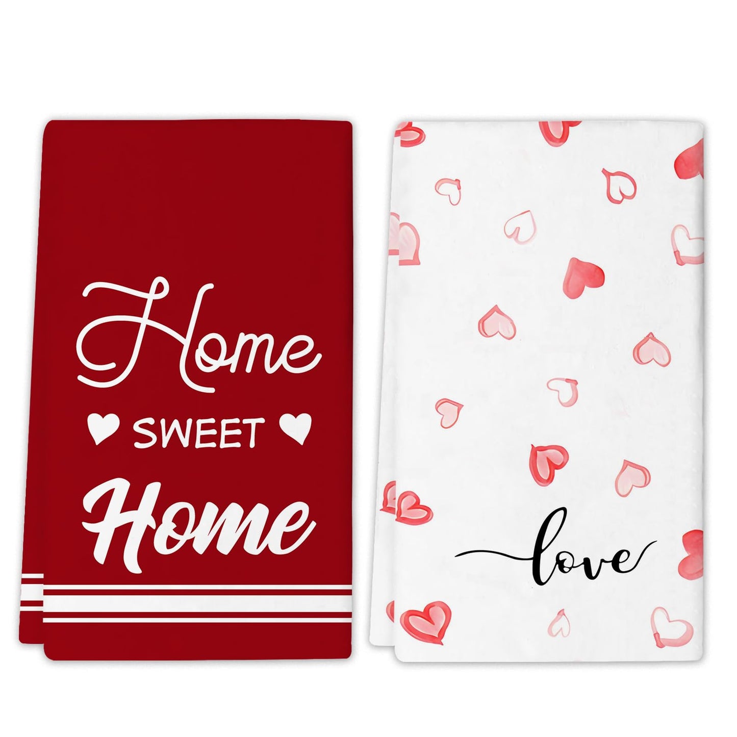 Valentines Day Kitchen Towels, Sweet Home Love Dish Towels, Wedding Anniversary Valentines Day Decor Hand Towels