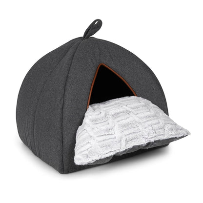 Petface Graphite Grey Felt Igloo Cat Bed