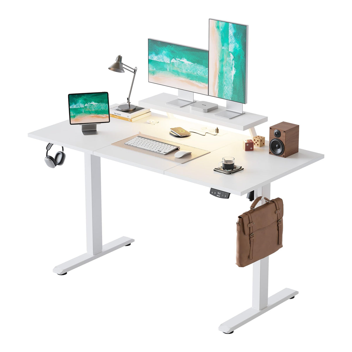 Agilestic Electric Standing Desk, Led & Plug, Movable Monitorstand, 140x60