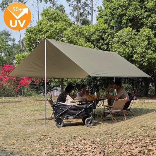 HIDEWALKER Camping Tarp Shelter 3x3m 3x4m 3x5m Lightweight Tent Tarpaulin Waterproof Tent Awning Canopy Basha Sunshade for Hiking Backpacking (Olive Green, 3x4m)
