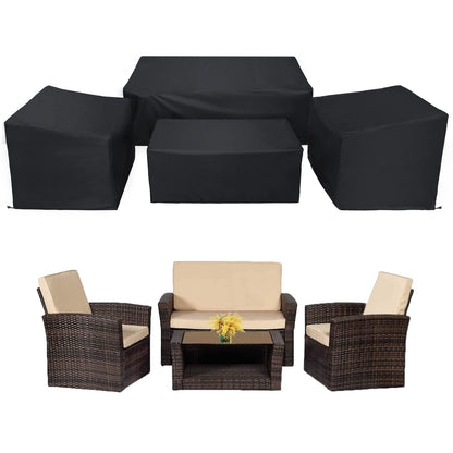 WISCLASS Patio Furniture Covers,4-Piece Outdoor Garden Covers,Waterproof 420D Heavy Duty Set covers Windproof?Durable Fade Rip Resistant Black