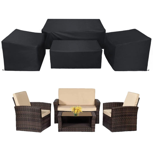 WISCLASS Patio Furniture Covers,4-Piece Outdoor Garden Covers,Waterproof 420D Heavy Duty Set covers Windproof?Durable Fade Rip Resistant Black