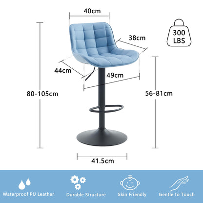 YOUTASTE Modern Bar Stools Set of 2, PU Leather Height Adjustable Swivel Chair with Backrest & Footrest, Height Counter Stools for Breakfast Bar