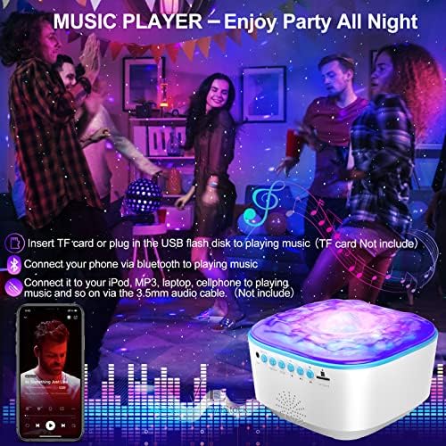 Bozhihong Galaxy Projector, Star Projector Night Light with Remote Control/Timer Function/Built-in Music, LED Projector Light with 8 Lighting Modes for Kids Adults Bedroom/Party/Gift (White)