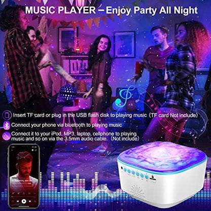 Bozhihong Galaxy Projector, Star Projector Night Light with Remote Control/Timer Function/Built-in Music, LED Projector Light with 8 Lighting Modes for Kids Adults Bedroom/Party/Gift (White)