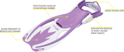 Cressi Unisex-Youth Rocks Pro Dry Children Mask Fins Snorkel Set, Lilac/White, S/M-1/2 Y, SE264131