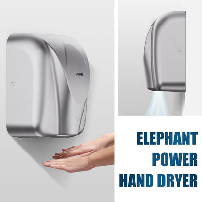 AIKE Elephant Commercial Hand Dryer, Durable Stainless Steel, 220V AK2812