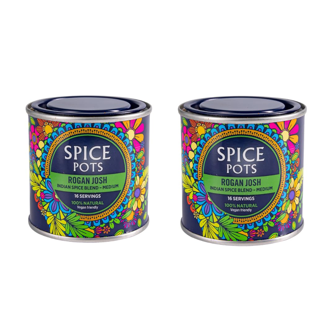 Rogan Josh Curry Powder By Spice Pots 80g (Pack of 2)-100% Naturally Gluten Free & Vegan Indian Curry Powder - Dry Spice Mix For Fish, Chicken &