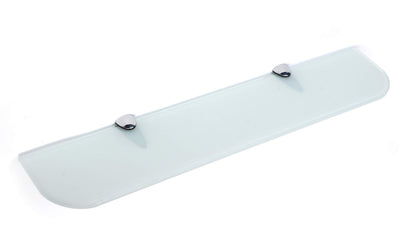 6mm Thick Toughened Glass Shelves With Curved Corners and Large Chrome Finish Shelf Supports 600mm (24” approx) and 500mm (20” approx) Black