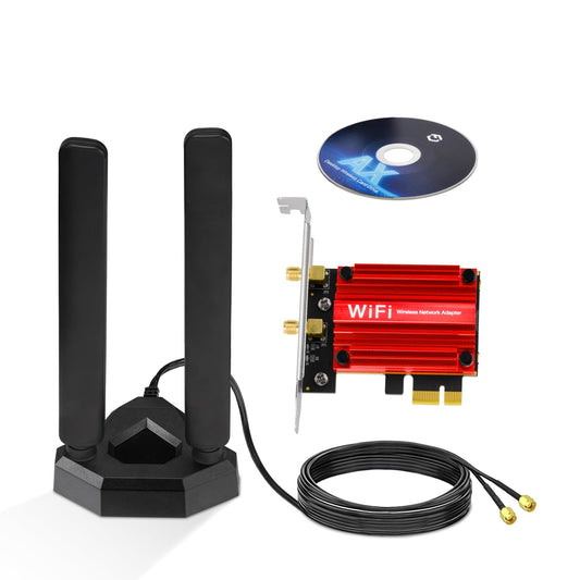 Eightwood WLAN Card WiFi 6E Intel AX210 Bluetooth 5.3 WLAN Network Card WLAN PCI-E Card 6G/5G/2.4G Tri Band WiFi 6E Card 5374 Mbps with Wi-Fi 6E