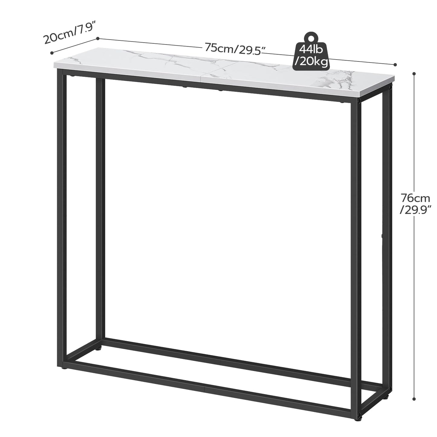 HOOBRO Console Table, Narrow Console Table for Hallway Slim, Hallway Table, Small Sofa Table for Small Spaces, Living Room, Entrance, Bedroom, Metal