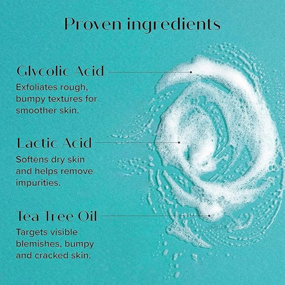 MED AHA Body Scrub Glycolic Acid Exfoliating Body Cleanser | KP Bump Eraser & Acne Treatment | Anti-Aging Foaming Body/Face Wash | Skincare Set + Eco Exfoliating Gloves + Prosperina Card