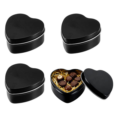 sourcing map 4Pack Metal Tin Box, 2.4x2.3x1.1 Heart Empty Tinplate Containers with Lids