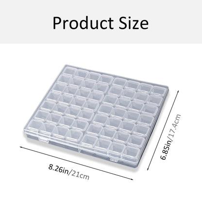 56 Grids Pearl Diamond Storage Box, Plastic Bead Compartment, Transparent Jewellery Container