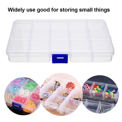 Organiser Box 2Pcs Small Craft Storage Boxes with Compartments Clear Plastic Storage Screw Box Earring Storage Containers Jewellery Box with