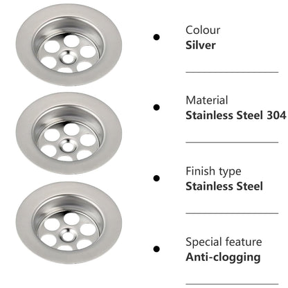 Bathtub Drain Cover - TRACOMPAN 3 Pack Stainless Steel Silver Bath Overflow Plug Replacement with Screws, Durable Drain Cover for Bathtubs