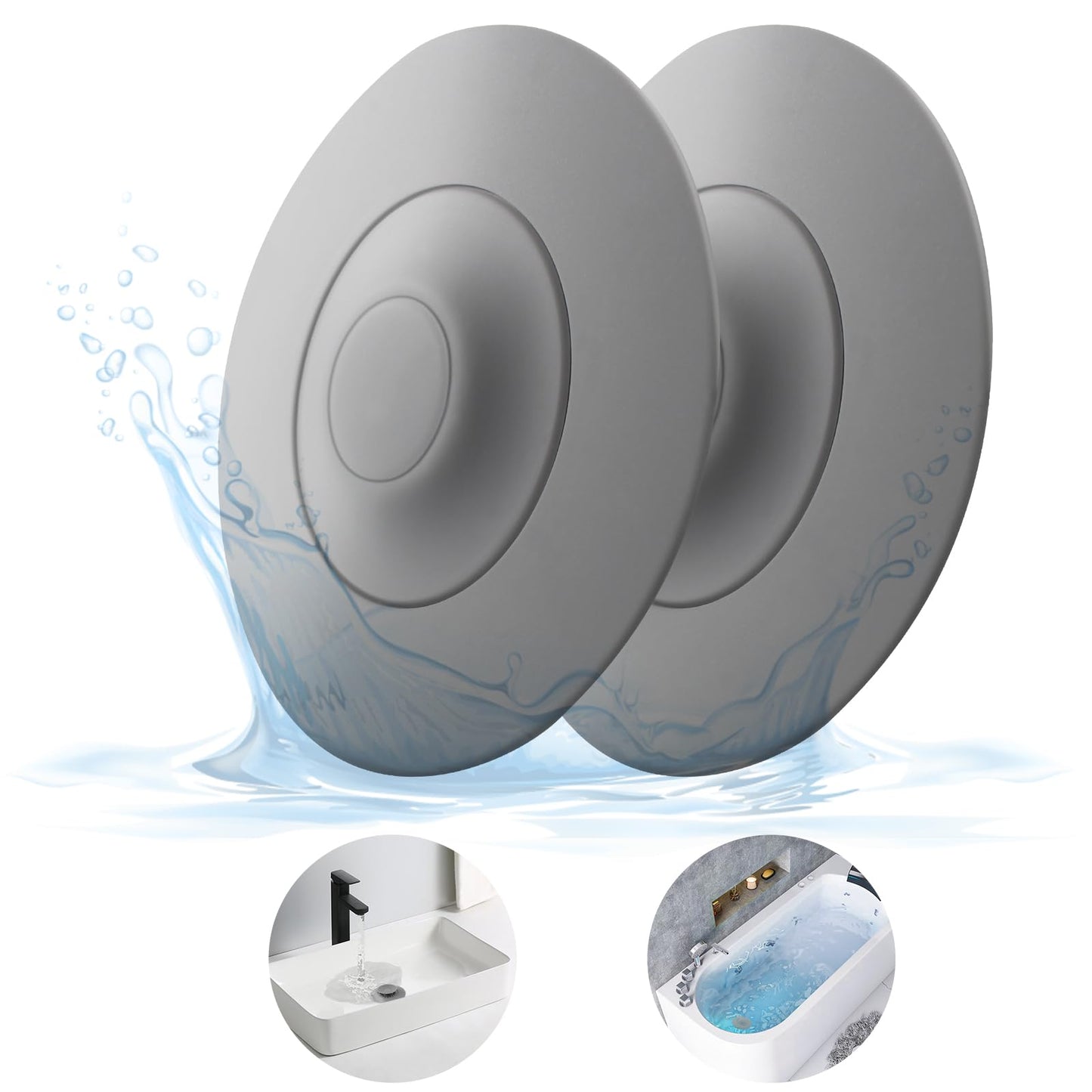 HUAERSICO Universal Silicone Drain Plug - Washbasin Plug and Bathtub Plug with Press and Hair Strainer Function