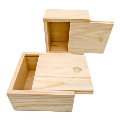 Anktily 2 Pack Unfinished Wood Storage Box with Slide Lid, Blank Natural Wood Box Case Container for Jewellery, DIY Arts & Crafts Hobbies