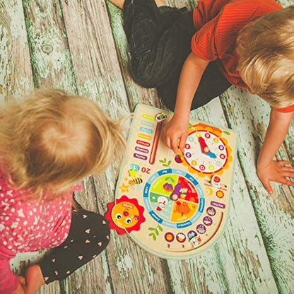 Tooky Toy Calendar clock year clock – children's toy – wooden toy learning toy – clock – seasons – weather made of wood