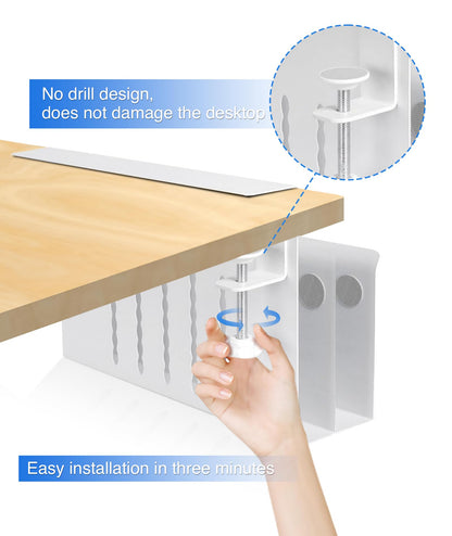 Torchesy Laptop Stand Vertical Under Desk Storage Mount With Side Storage for All Laptops and Tablets (White, Double Layer With Pen Holder)