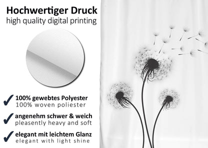 arteneur Anti-Mould Shower Curtain 180 x 200 cm Black and White Shower Head