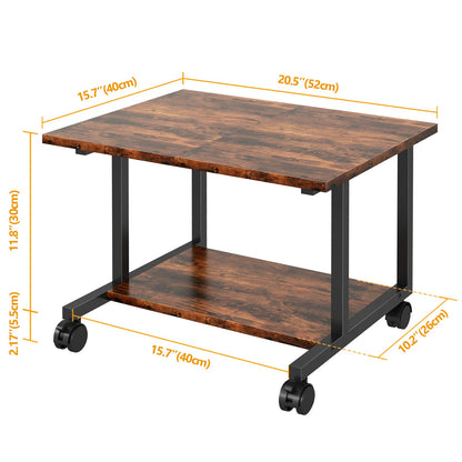 Livofloral Under Desk Printer Stand with Storage Shelf, 2-Tier Industrial Mobile Printer Table for Home and Office