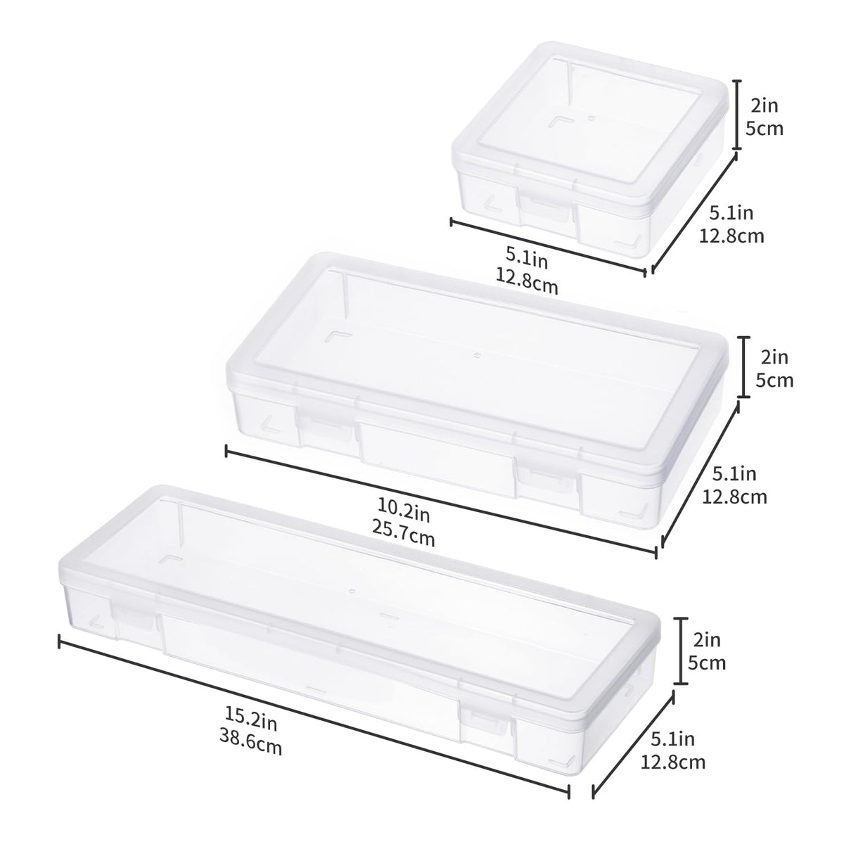 novelinks Stackable Plastic Clear Storage Box Containers with Latching Lid - Art Craft Supply Organizer Storage Containers for Pencil Box, Lego