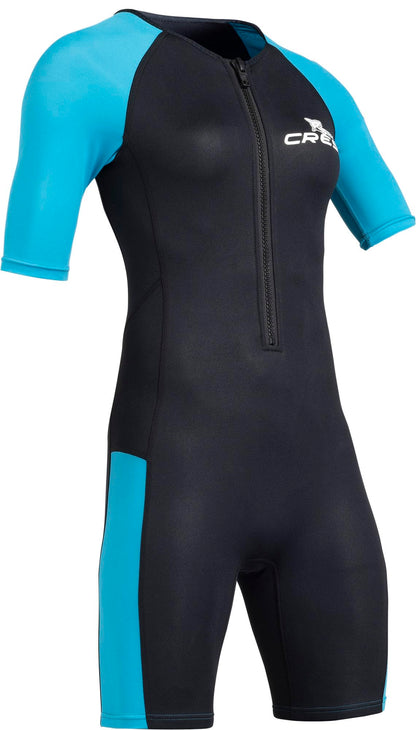Cressi Womens Tiburon Lady Monopiece 2 Mm Shorty Wetsuit, Black/Aquamarine, XS EU