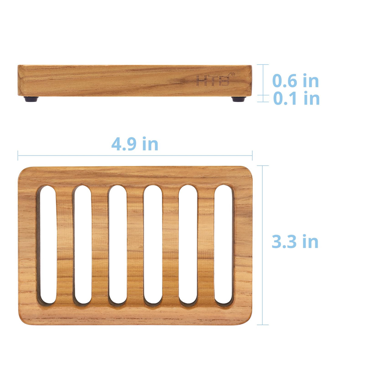 HTB Teak Soap Dish 1PC, Self-Draining Soap Bar Holder for The Shower