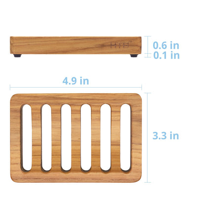 HTB Teak Soap Dish 1PC, Self-Draining Soap Bar Holder for The Shower