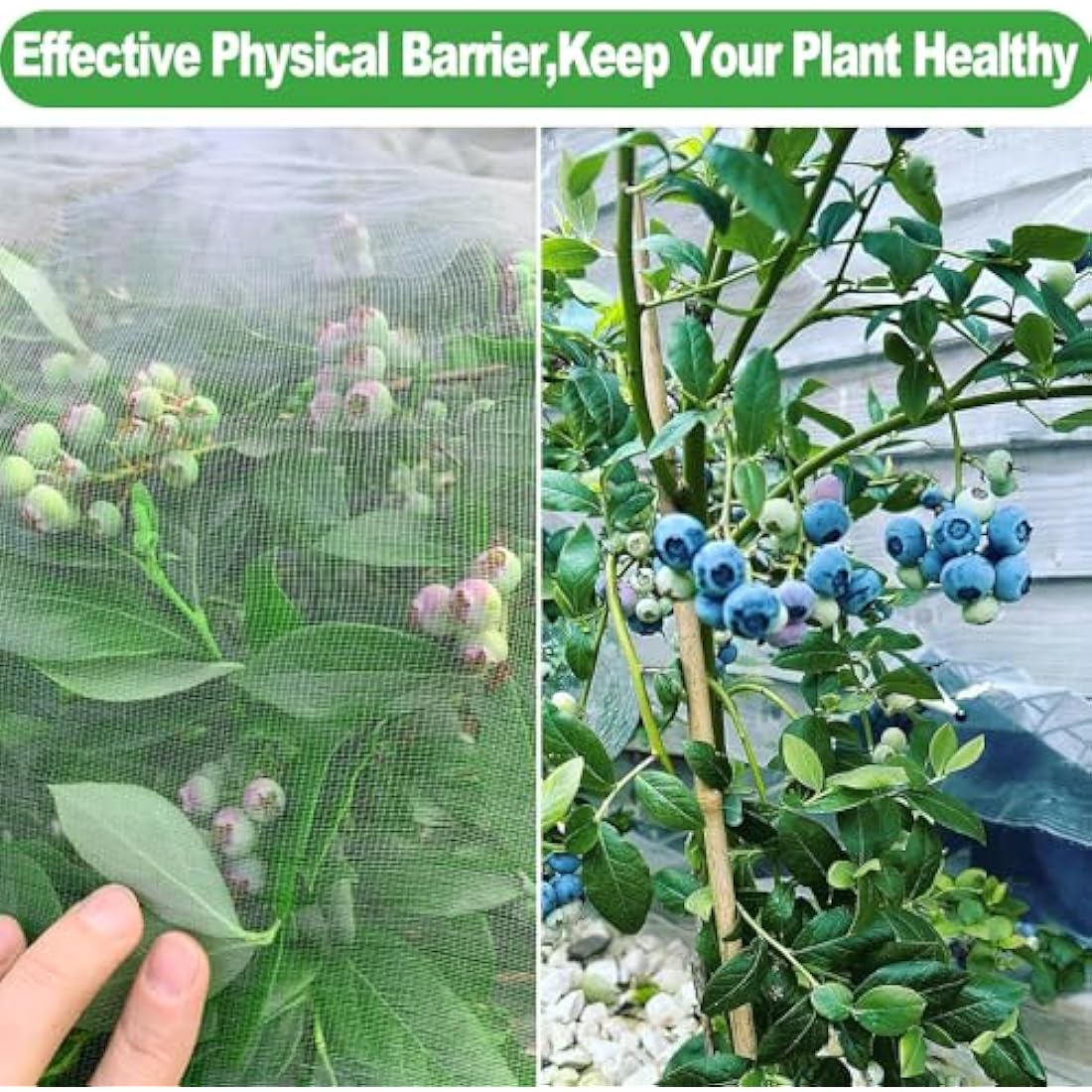 Wohohoho Garden Insect Mesh Netting 10ft x 64ft (3m x 20m), 1mm Ultra Fine Plant Covers for Garden Protection. Mosquito Net Pest Barrier for Vegetables Fruits Greenhouse Row Cover Raised Bed Barrier