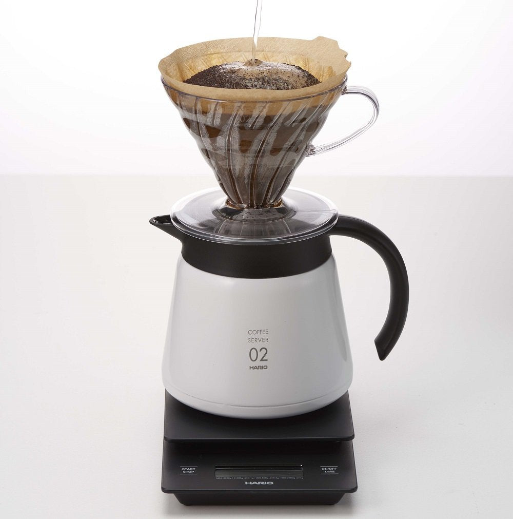 Hario CD-V60-02-white-600ml Thermal jug Insulated Server V60-02-white-600ml, Stainless Steel, White
