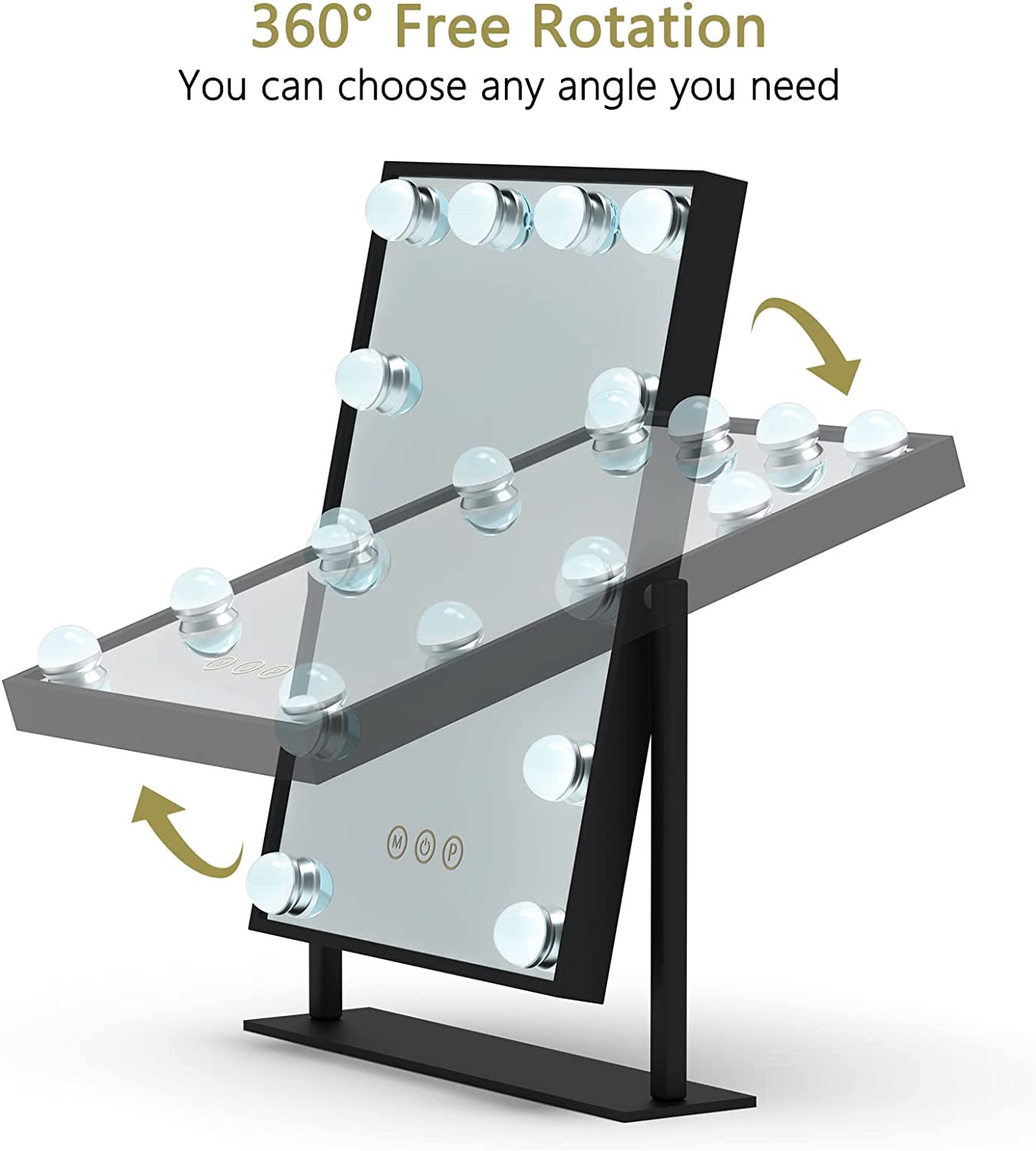 TUREWELL Hollywood Makeup Mirror with Lights,Large Lighted Vanity Mirror with 3 Color Light & 12 Dimmable Led Bulbs,Smart Lighted Touch Control Screen