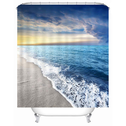 X-Labor Beach Motif Shower Curtain Waterproof Fabric Anti-Mould Includes 12 Shower Curtain Rings Washable Bath Curtain 180 x 180 cm Pattern C