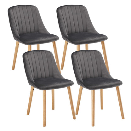 Goeurvant Dining Chairs Set of 4 Upholstered Chairs for Living Room with Wood Legs Velvet Kitchen Chair, Dark Grey