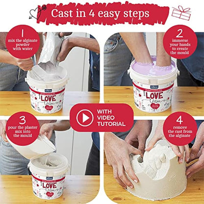 Niimo® 'I Love You' Couples Hand Casting Kit - Fun & Skin-Safe Hand Moulding Kit Couple, Personalised Gifts for Her & Him, with Gift Card & Video Tutorial