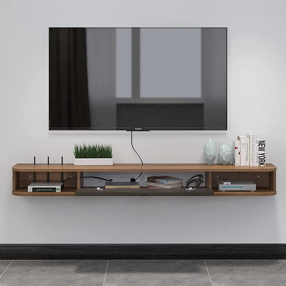 Pmnianhua Floating TV Unit, Wall Mounted TV Cabinet, Floating Shelves with Door, Modern Entertainment Media Console Center Large Storage TV Bench for