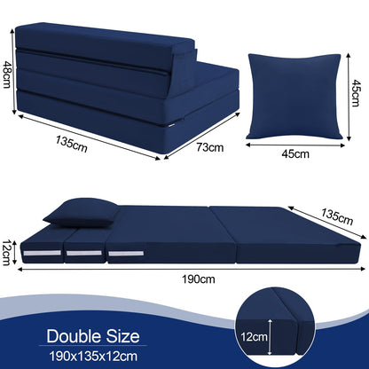 MeMoreCool Folding Floor Mattress Double, Fold Out Sofa Chair, Navy