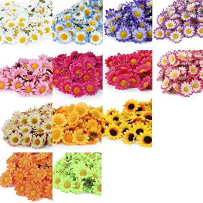 AKORD Approx 100pcs Artificial Gerbera Daisy Silk Flowers Heads for DIY Wedding Party (Dark Pink)