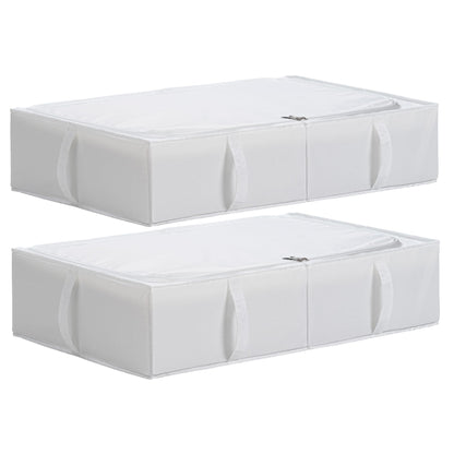 TYEERS Under Bed Storage Box with Lid, Durable Fabric, Washable, Collapsible, Under Bed Storage for Clothes, Blankets, Sheets, Shoes, 70x42x18 cm