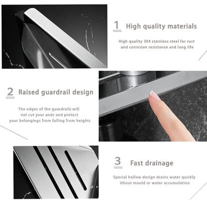 Biutimarden 2PC Corner Shelves,No Drilling Shower Caddy Wall Mounted Storage Basket,Self Adhesive Shower Organiser Storage Stainless Steel Bathroom