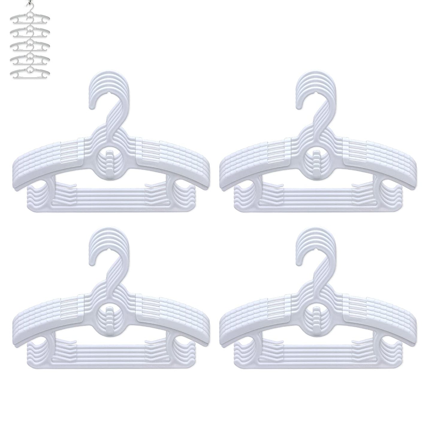 GencuoGencuoirir20 Pieces of White Retractable Non-Slip Adjustable Multifunctional Children's Hanger，Baby Hangers, for Newborn Clothes