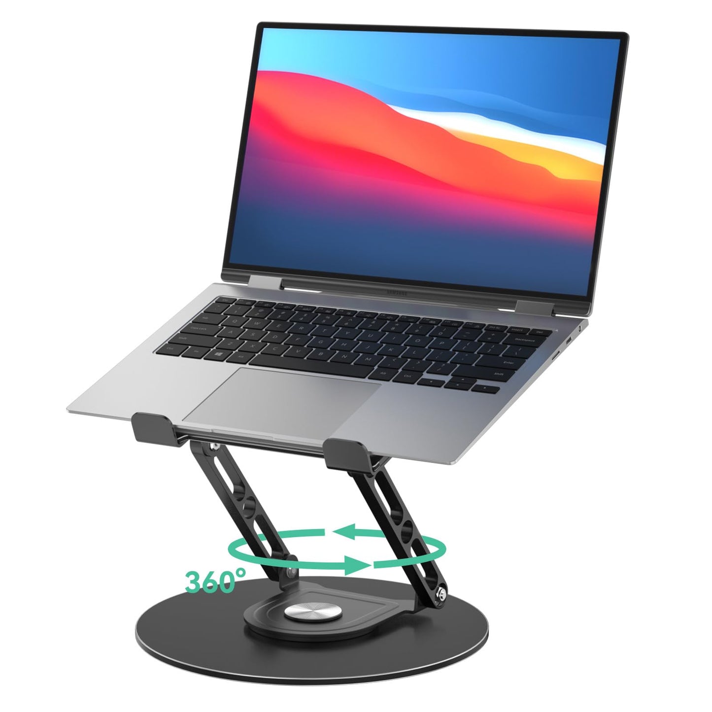 GleYo Laptop Stand for Desk Adjustable Computer Stand with 360 Rotating Base Ergonomic Laptop Riser Mount for Desk Foldable Protable Computer Desk