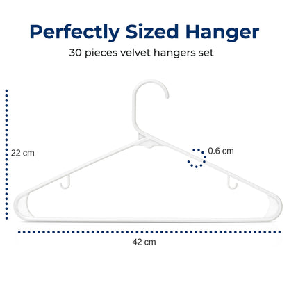 SereneLife Plastic Hangers 30 Pcs - Space Saving Heavy Duty Slim Suit Clothes Hanger Set, Can Hold Up to 10 Lbs. For Coats, Jackets, Pants & Dress