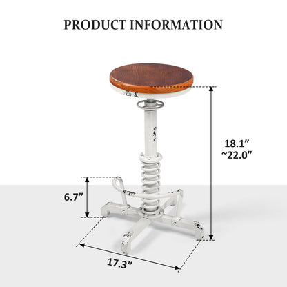 BOKKOLIK Vintage Industrial Bar Stool 24-28 Inch Height Adjustable Home Kitchen Gaming Chair Guitar Stool with Wooden Swivel Seat