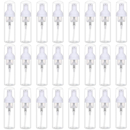 TQIOQIY Foam Pump Bottle Dispenser, 60ml Clear Plastic, 24-Pack Travel Size Refillable Bottles for Hand Soap, Shampoo, Lash Cleanser, Liquid Solutions
