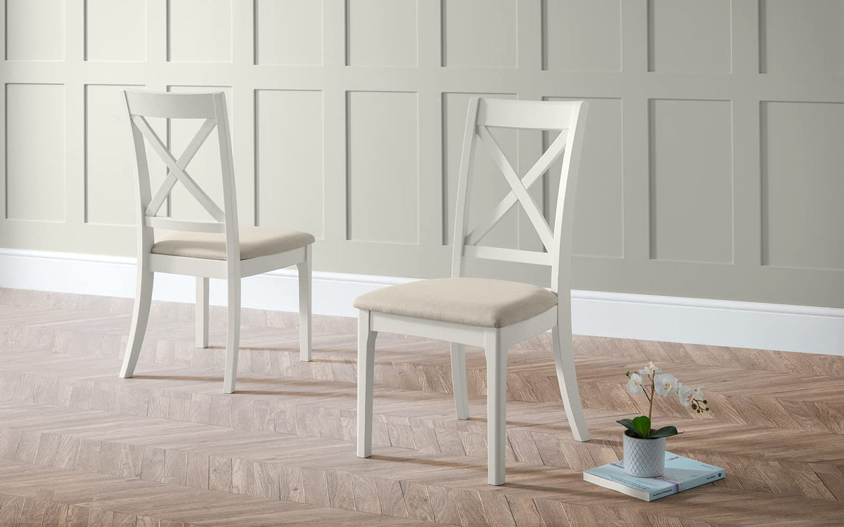 Julian Bowen Provence Dining Chairs, Set of 2, Ivory - H98 x W58 x D48cm