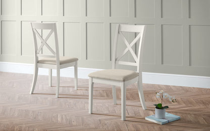 Julian Bowen Provence Dining Chairs, Set of 2, Ivory - H98 x W58 x D48cm