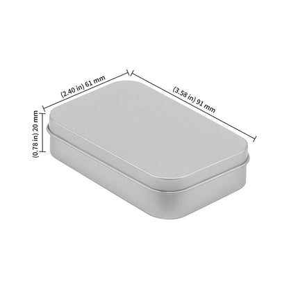 KEILEOHO 30 PCS Small Hinged Tin Box, 94x61x20mm Rectangular Metal Storage Tins for Candies Key, Silver