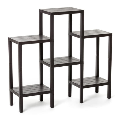 TATAY Lombok Modular Shelf, 6 Shelves, Polypropylene, BPA Free, Wood effect, Non-Slip Bumpers, Max 10KG by Shelf, Easy Assembly, Brown.